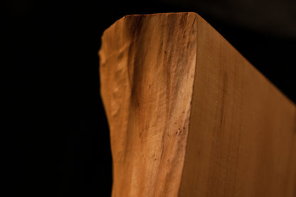 Extreme macro of flawless straight vertical grain on the flat side of a climate-stable structural timber for luxury projects.   