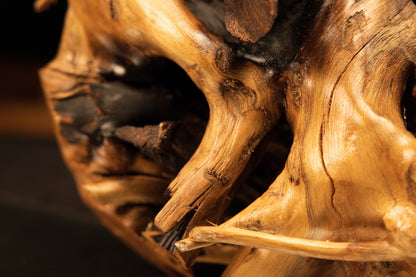 Detailed focus on a fractured branch stub and surrounding chaotic organic geometry in a fully stabilized structural monolith.   