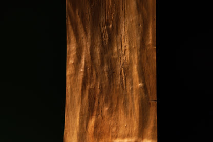Extreme close-up of sweeping vertical golden grain lines featuring natural surface texture on a biophilic commercial wooden block.   