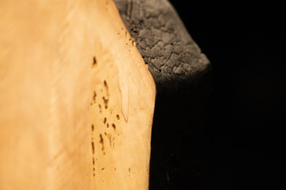 Extreme close-up of tiny organic anomalies and distinct surface pitting across the flat polished face of a climate-stable timber. 