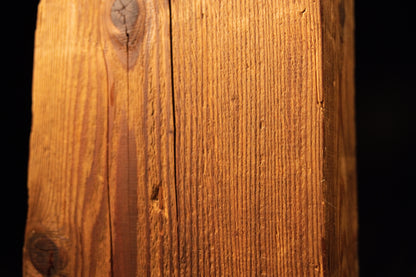 Detailed macro of extremely tight golden vertical fibers showcasing natural chatoyancy on a perfectly preserved wood face. 