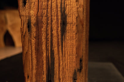 Close-up of a perfectly stabilized horizontal micro-check cutting across straight vertical grain on a floor-heating safe wood beam.  
