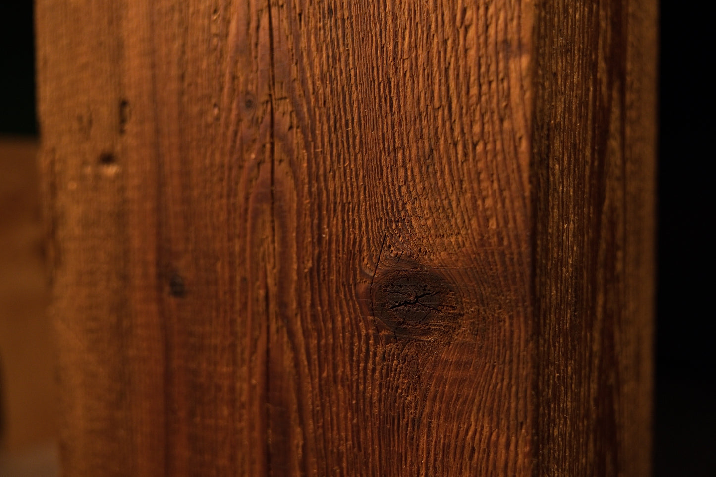 Macro perspective capturing a central dark joinery void surrounded by sweeping grain on a perfectly stabilized botanical log.  