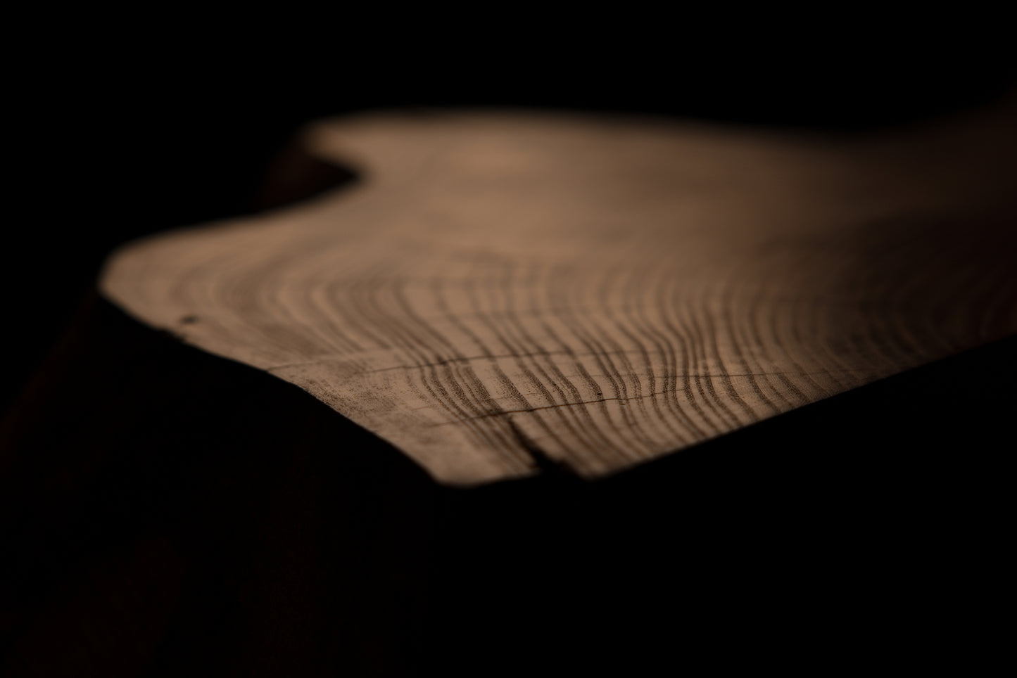 Macro focus analyzing fine linear grain patterns and subtle natural variations across the solid timber component face. 