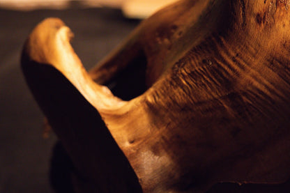 Detailed macro perspective highlighting fine linear wood grain textures and small dark organic inclusions on timber. 